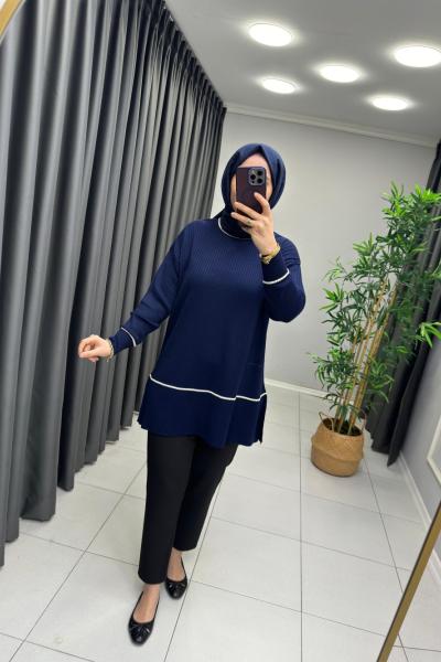 Pera İnce Triko Tunik Lacivert