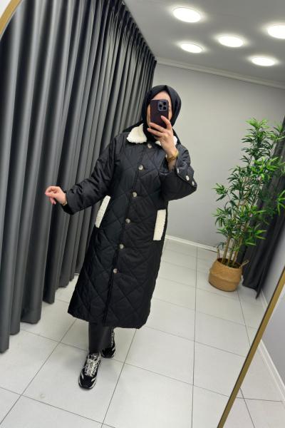 Levidor Düğme  Detaylı Mont  Siyah