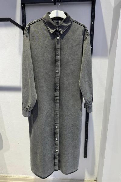 Giy Çık Kot Gömlek  Gri