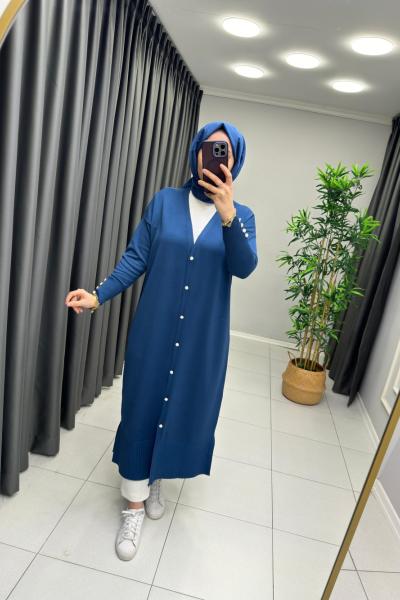 Merserize Hırka  Petrol Mavisi