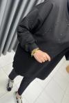 İKOLL TAŞ DETAYLI TUNİK  Siyah