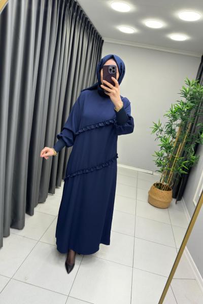 FIRFIR DETAYLI ELBİSE  Lacivert