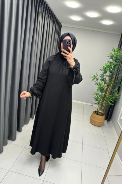 MARYA PAMUK SATEN ELBİSE Siyah
