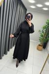 MARYA PAMUK SATEN ELBİSE Siyah