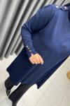 Omzu Patlı Merserize Tunik  Lacivert