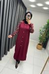 LEOPAR DESEN MERSERİZE HIRKA  Bordo
