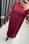 LEOPAR DESEN MERSERİZE HIRKA  Bordo