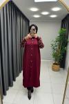 LEOPAR DESEN MERSERİZE HIRKA  Bordo