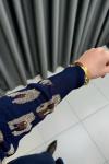LEOPAR DESEN MERSERİZE HIRKA  Lacivert