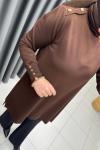 Omzu Patlı Merserize Tunik  Acı Kahve
