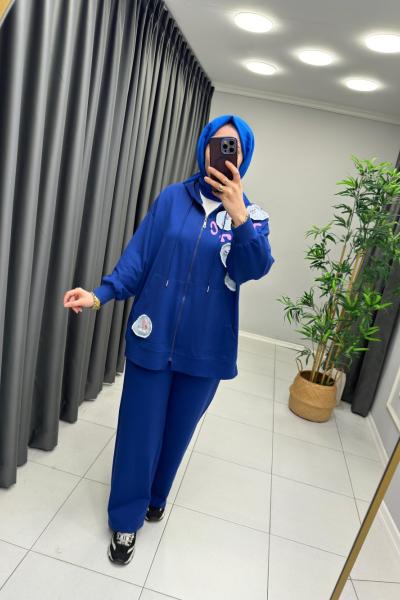 KOT DETAYLI İKOLL TAKIM Saks Mavisi