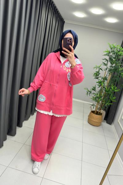 KOT DETAYLI İKOLL TAKIM Pembe