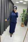 Işıltılı Merserize Etekli Takım  Lacivert