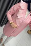 Fırfır Detaylı Merserize Hırka  Açık Pembe