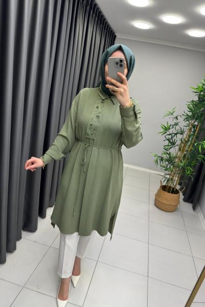 Levidor İşlemeli Tunik  Haki