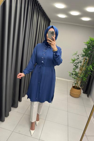 Levidor İşlemeli Tunik  Mavi