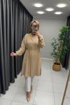 Levidor İşlemeli Tunik  Camel