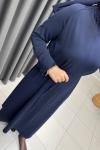 Sera Kolları Düğmeli  Elbise Lacivert