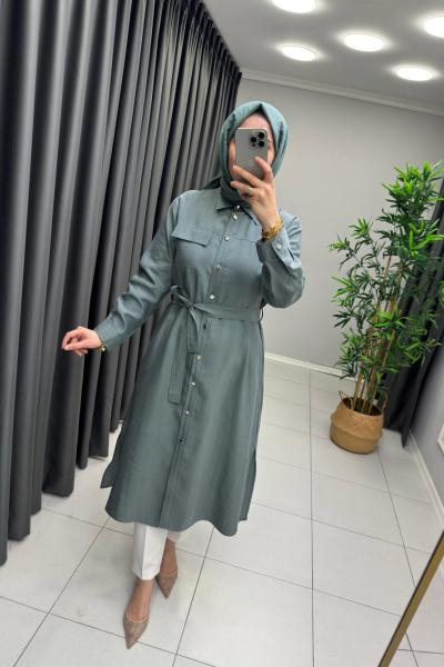 Afra Tensel Gömlek  Mint Yeşili