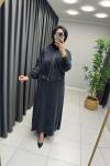 Alara İpek Qupra Ceketli  Elbise Siyah