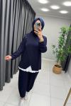 Ella Çapraz Detay Takım  Lacivert Marin