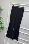 İspanyol paça beli lastikli pantolon Siyah