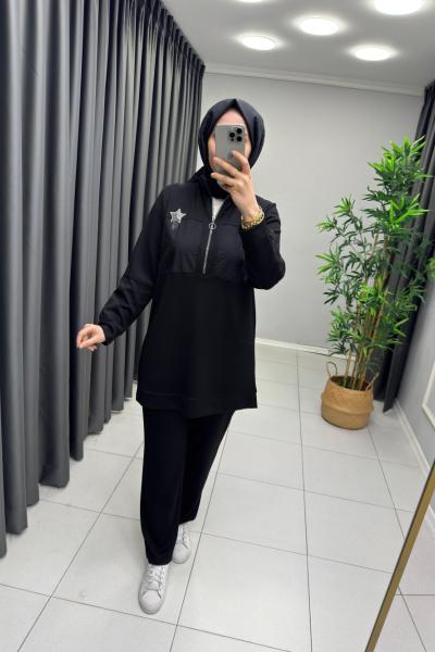 Elele Yıldız Detay Takım Siyah