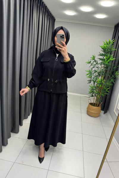 Lina Tensel Etekli Takım Siyah