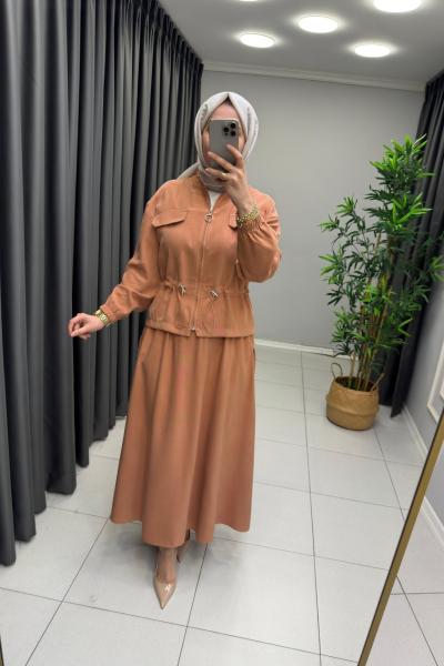 Lina Tensel Etekli Takım Somon