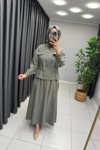 Lina Tensel Etekli Takım Mint Yeşili