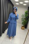 Lina Tensel Etekli Takım Mavi