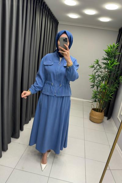 Lina Tensel Etekli Takım Mavi