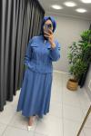 Lina Tensel Etekli Takım Mavi