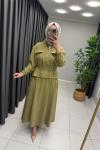 Lina Tensel Etekli Takım Yağ Yeşili