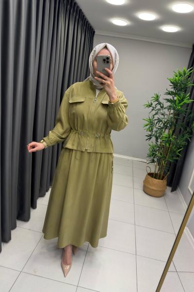 Lina Tensel Etekli Takım Yağ Yeşili