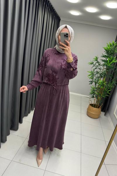 İpek Qupra Etekli Takım Mürdüm