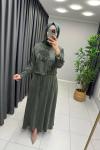 İpek Qupra Etekli Takım  Haki