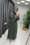 İpek Qupra Etekli Takım  Haki