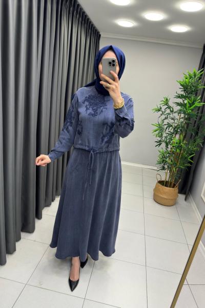 İpek Qupra Etekli Takım Lacivert