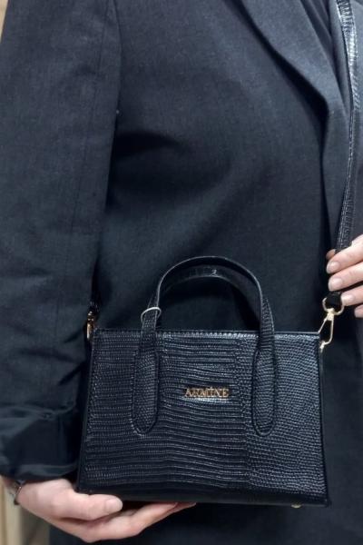 Croko Armine Çanta 363  Anadolu Siyahı