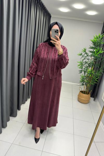 Marcha İpek Cupra Elbise Bordo