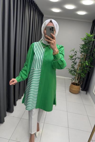 LEVİDOR Taş Detaylı Gömlek Yeşil