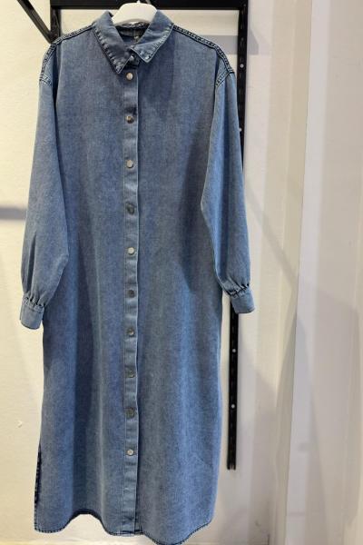 Giy Çık Kot Gömlek  Mavi Geçişli