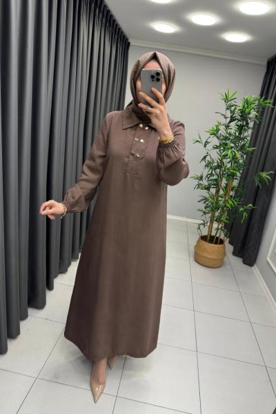 Zümra Tensel Elbise  Kahverengi