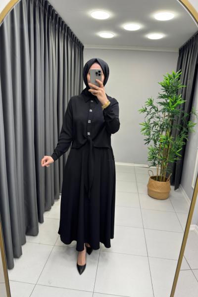 Marcha Taşlı Etekli Takım Anadolu Siyahı