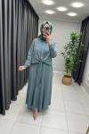Marcha Taşlı Etekli Takım  Mint Yeşili