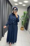 Marcha Taşlı Etekli Takım  Lacivert