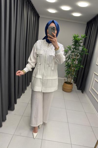 Stella Payet Detaylı Takım Beyaz