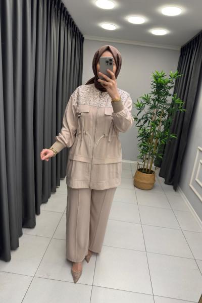 Stella Payet Detaylı Takım Bej
