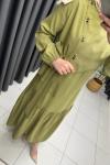 Vera Tensel Kumaş Elbise  Yağ Yeşili